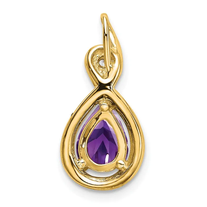 Necklaces 14k Pear Amethyst and Diamond Pendant 15 grams Qgold Necklaces 14k Pear Amethyst and Diamond Pendant 15 grams Qgold