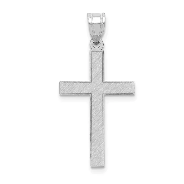 Necklaces 14k White Gold 15 mm Florentine Satin Latin Cross Pendant 087 grams Qgold Necklaces 14k White Gold 15 mm Florentine Satin Latin Cross Pendant 087 grams Qgold