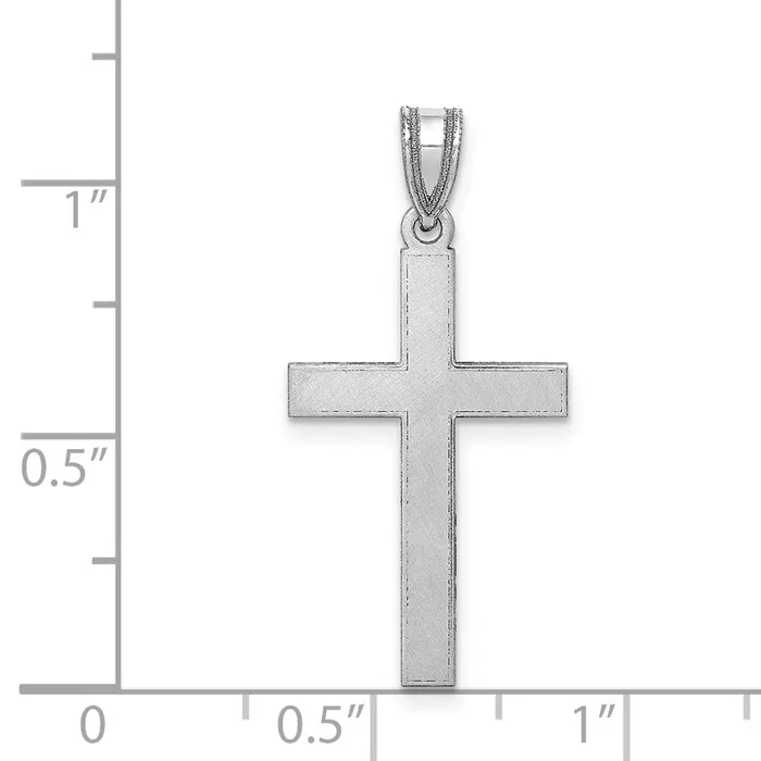 Necklaces 14k White Gold 15 mm Florentine Satin Latin Cross Pendant 087 grams Qgold