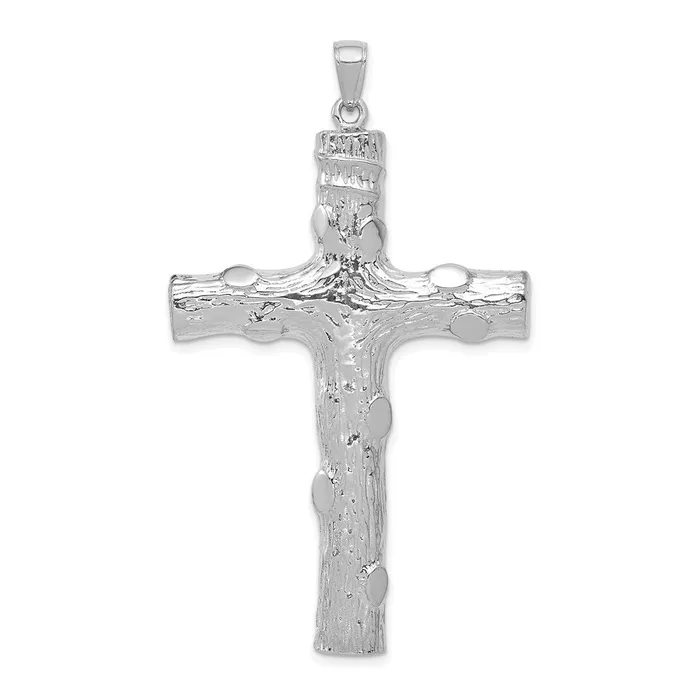 Necklaces 14k White Gold 34 mm Large Tree Textured Cross Pendant 1167 grams Qgold Necklaces 14k White Gold 34 mm Large Tree Textured Cross Pendant 1167 grams Qgold