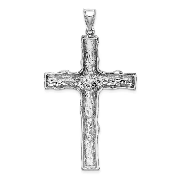 Necklaces 14k White Gold 34 mm Large Tree Textured Cross Pendant 1167 grams Qgold Necklaces 14k White Gold 34 mm Large Tree Textured Cross Pendant 1167 grams Qgold