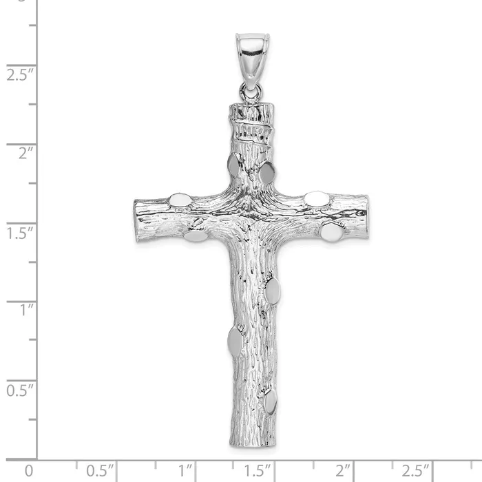 Necklaces 14k White Gold 34 mm Large Tree Textured Cross Pendant 1167 grams Qgold Necklaces 14k White Gold 34 mm Large Tree Textured Cross Pendant 1167 grams Qgold
