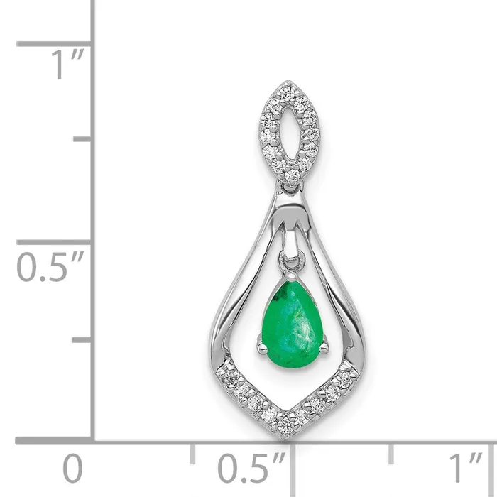 Necklaces 14k White Gold Diamond and Teardrop Emerald Dangle Pendant 135 grams Qgold Necklaces 14k White Gold Diamond and Teardrop Emerald Dangle Pendant 135 grams Qgold