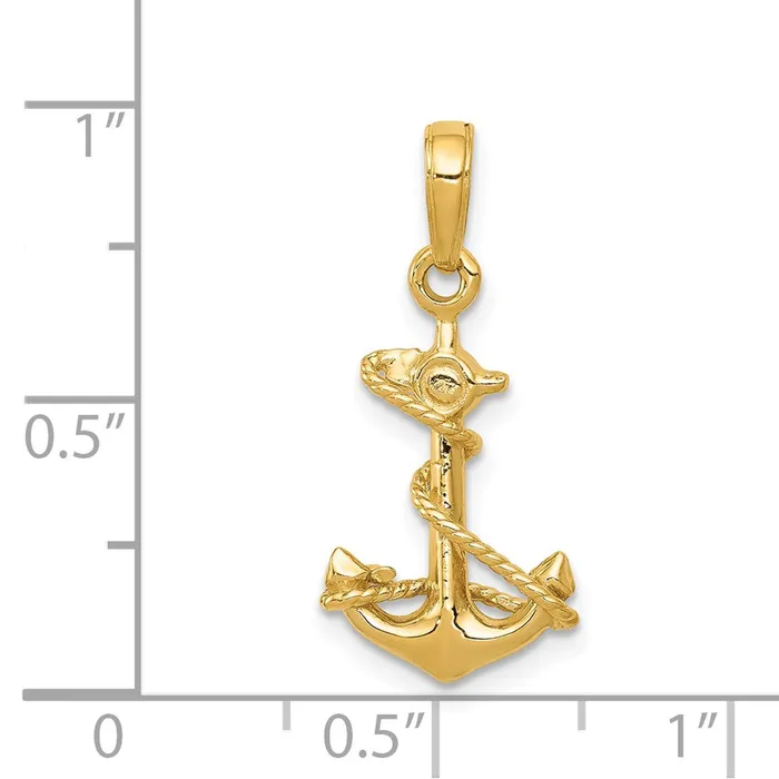 Necklaces 14k Yellow Gold 11 mm 3D Anchor with Rope Pendant 131 grams Qgold Necklaces 14k Yellow Gold 11 mm 3D Anchor with Rope Pendant 131 grams Qgold