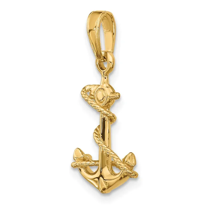 Necklaces 14k Yellow Gold 11 mm 3D Anchor with Rope Pendant 131 grams Qgold Necklaces 14k Yellow Gold 11 mm 3D Anchor with Rope Pendant 131 grams Qgold
