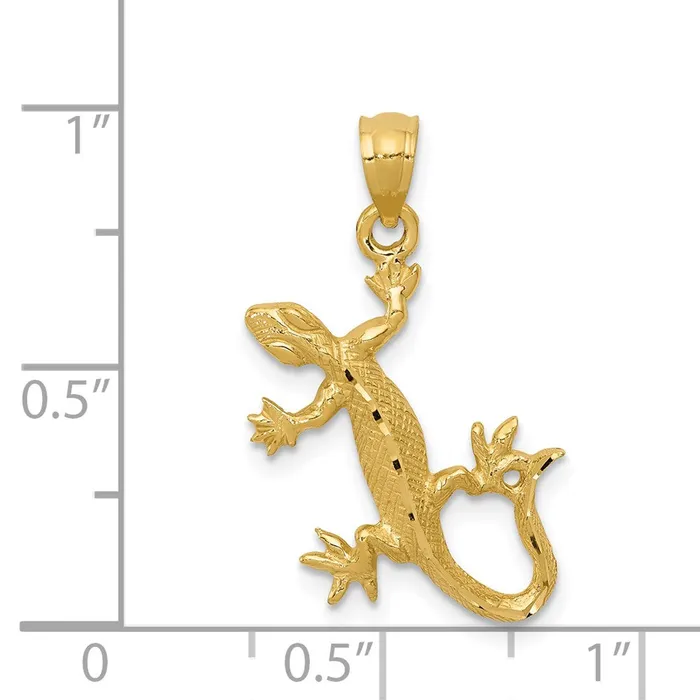 Necklaces 14k Yellow Gold 185 mm DiamondCut Lizard Pendant 12 grams Qgold Necklaces 14k Yellow Gold 185 mm DiamondCut Lizard Pendant 12 grams Qgold