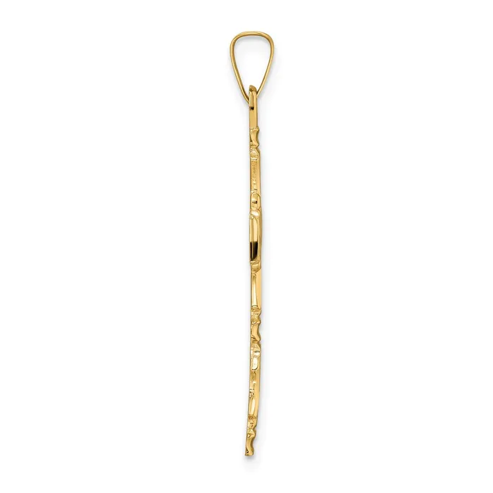 Necklaces 14k Yellow Gold 19 mm Polished Solid Floral Center Cross Pendant 159 grams Qgold