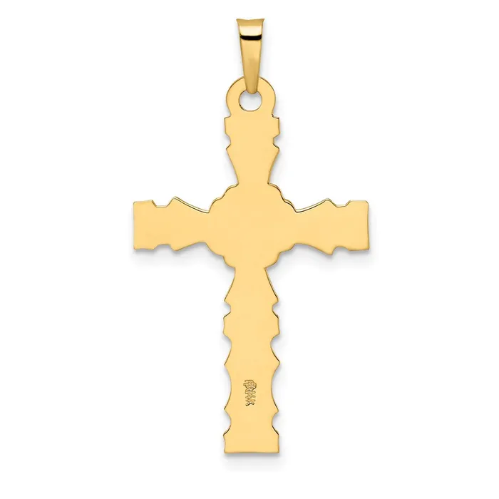 Necklaces 14k Yellow Gold 19 mm Polished Solid Floral Center Cross Pendant 159 grams Qgold
