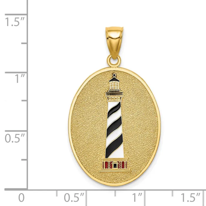 Necklaces 14k Yellow Gold 219 mm Enamel Lighthouse Pendant WJohn 812 On Reverse 411 grams Qgold Necklaces 14k Yellow Gold 219 mm Enamel Lighthouse Pendant WJohn 812 On Reverse 411 grams Qgold