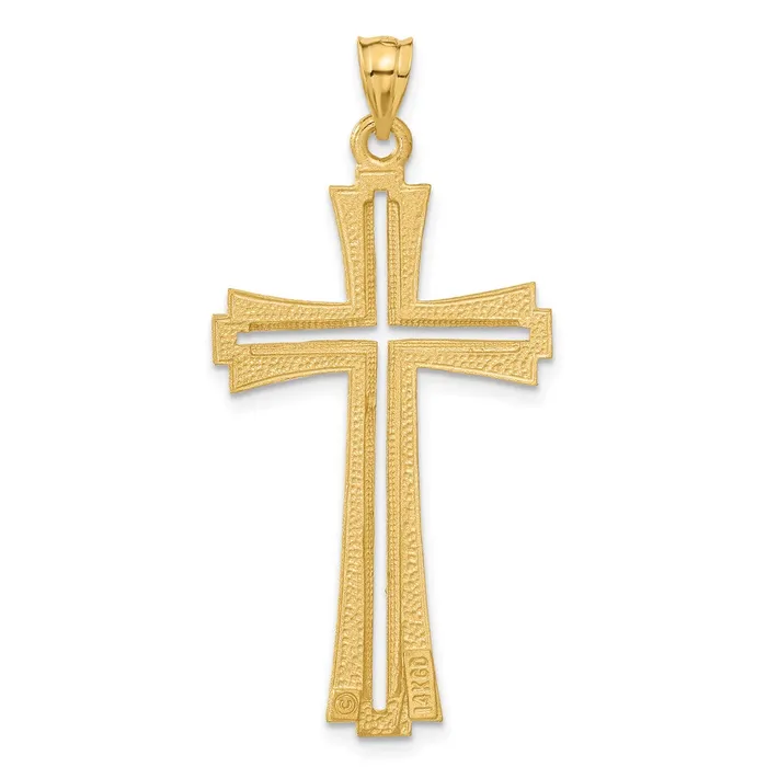 Necklaces 14k Yellow Gold 22 mm Diamond Cut and Satin Cross Pendant 326 grams Qgold Necklaces 14k Yellow Gold 22 mm Diamond Cut and Satin Cross Pendant 326 grams Qgold