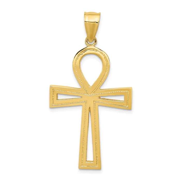 Necklaces 14k Yellow Gold 24 mm Ankh Cross Pendant 475 grams Qgold