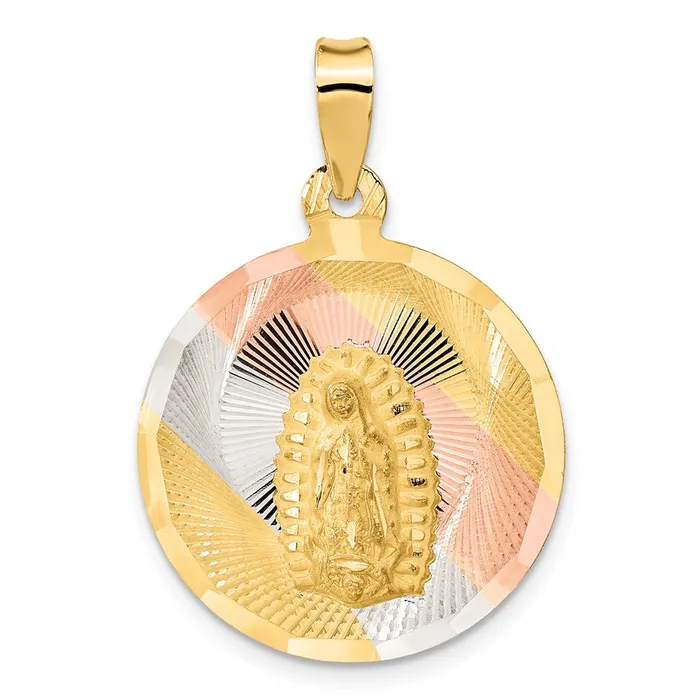 Necklaces 14k Yellow Rhodium 23 mm Polished DC Lady Of Guadalupe Circle Pendant 259 grams Qgold Necklaces 14k Yellow Rhodium 23 mm Polished DC Lady Of Guadalupe Circle Pendant 259 grams Qgold