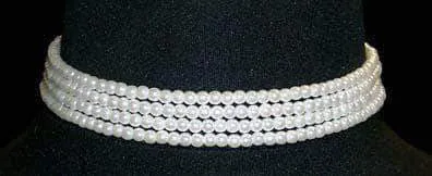Necklaces 4000 9779 4 Row 4mm White Simulated Pearl Necklace 1151475 Adjustable