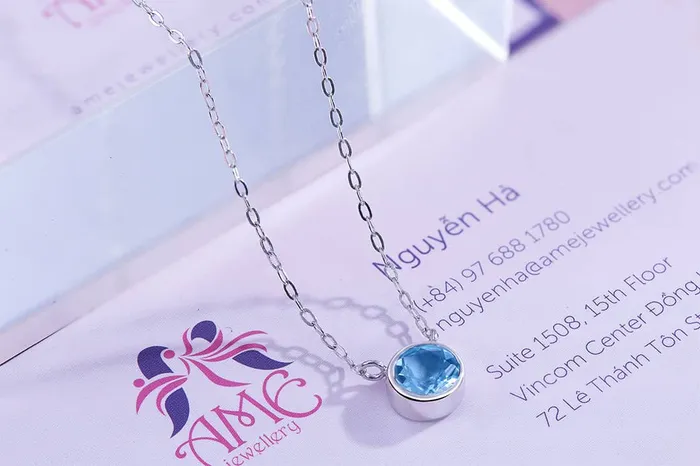 Necklaces AME Jewellery 7mm Natural Swiss Blue Topaz Chain Necklace in Sterling Silver Necklaces AME Jewellery 7mm Natural Swiss Blue Topaz Chain Necklace in Sterling Silver