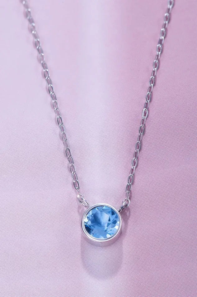 Necklaces AME Jewellery 7mm Natural Swiss Blue Topaz Chain Necklace in Sterling Silver