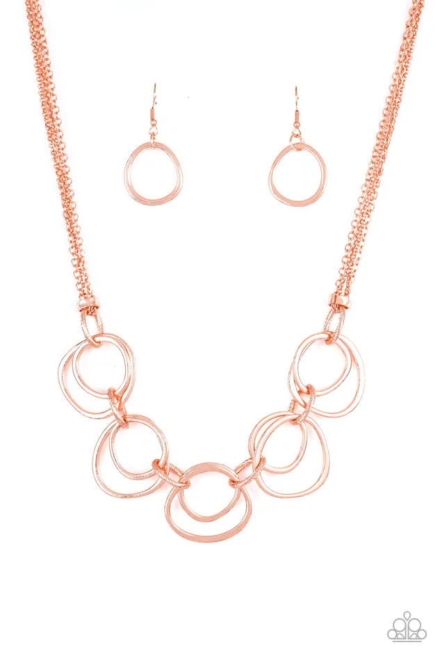 Necklaces Asymmetrical Adornment Copper Circle Necklace Paparazzi Paparazzi Accessories