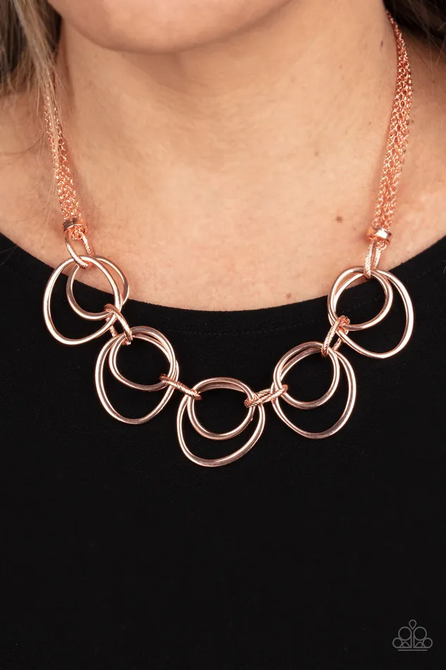 Necklaces Asymmetrical Adornment Copper Circle Necklace Paparazzi Paparazzi Accessories