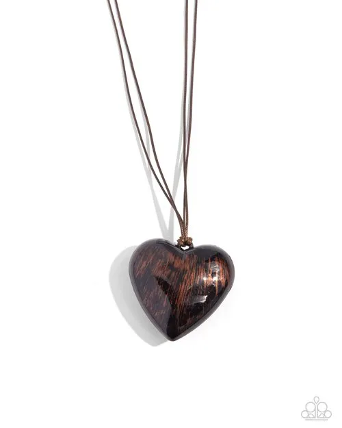 Necklaces Boyfriend Behavior Brown Cord Heart Short Necklace Paparazzi Paparazzi Accessories Necklaces Boyfriend Behavior Brown Cord Heart Short Necklace Paparazzi Paparazzi Accessories