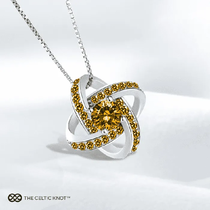 Necklaces Celtic Knot 18K Citrine Pendant Celtic Knot Jewellery