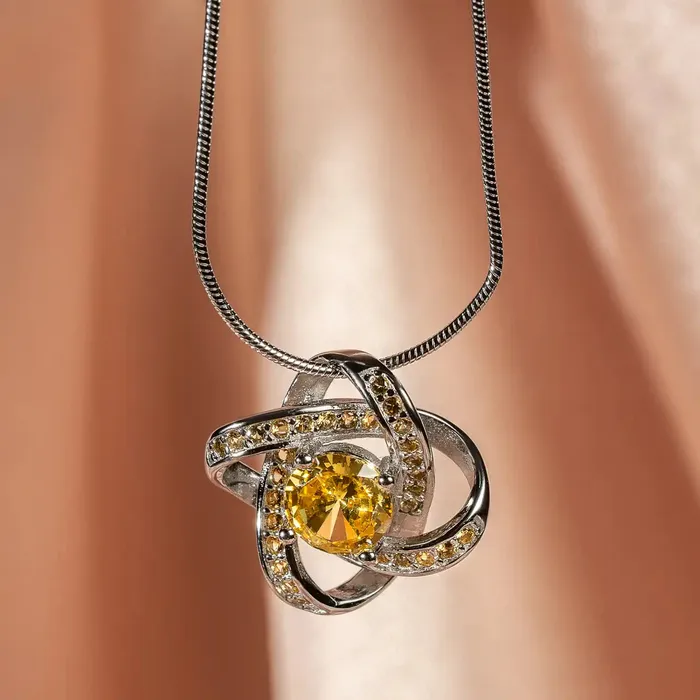 Necklaces Celtic Knot 18K Citrine Pendant Celtic Knot Jewellery