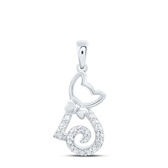 Necklaces GND 10Kt Gold 110CtwDia Cn Gift Cat Pendant