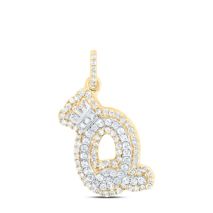 Necklaces GND 10Kt Gold 13CtwDia P1 Gift Initial Q Crown Pendant