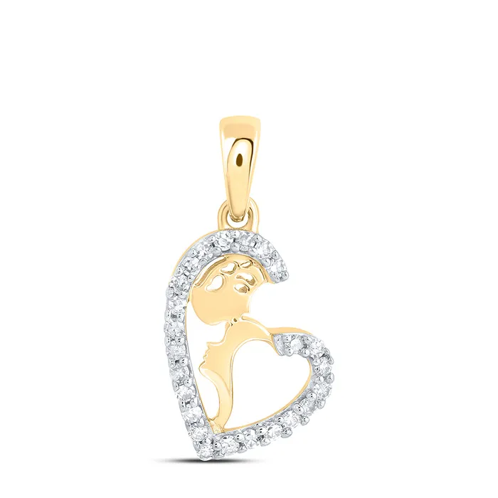 Necklaces GND 10Kt Gold 18CtwDia Nk Gift Forehead Kiss Heart Pendant