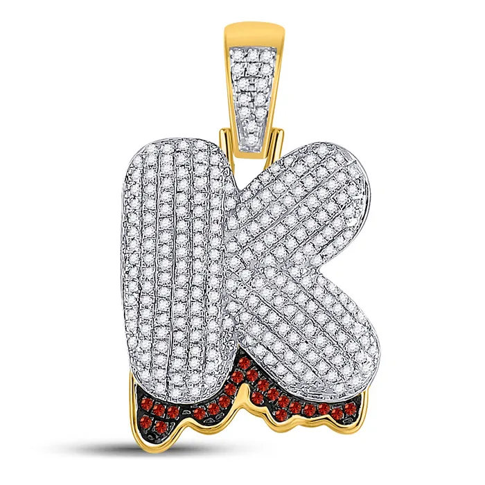 Necklaces GND 10Kt Yellow Gold 34CtDia Initial K Mens Pendant 444 grams