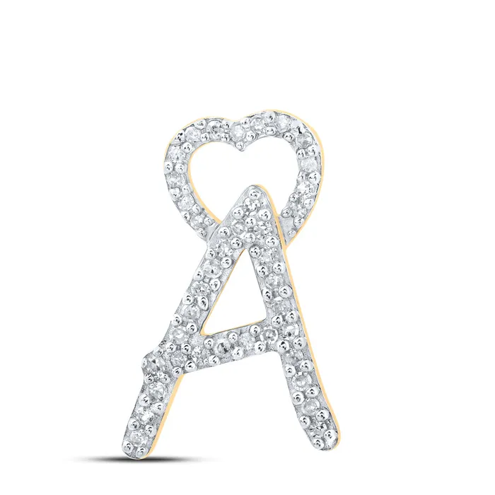 Necklaces GND Gold A Heart Letter Pendant 18 Cttw Round Natural Diamond Womens 114 grams Necklaces GND Gold A Heart Letter Pendant 18 Cttw Round Natural Diamond Womens 114 grams