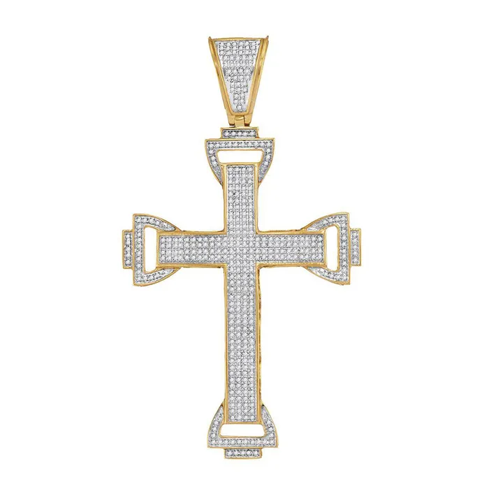 Necklaces GND Gold Cross Cross Charm Pendant 1 Cttw Round Natural Diamond Mens 1116 grams Necklaces GND Gold Cross Cross Charm Pendant 1 Cttw Round Natural Diamond Mens 1116 grams