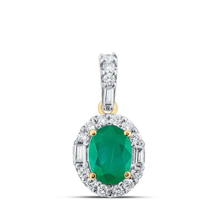 Necklaces GND Gold Fashion Pendant 1 Cttw Oval Emerald Womens 117 grams