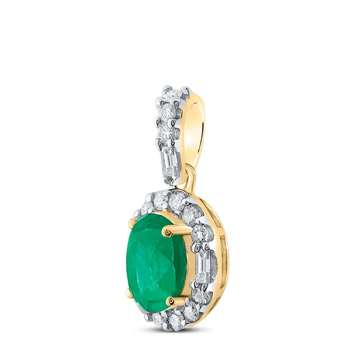Necklaces GND Gold Fashion Pendant 1 Cttw Oval Emerald Womens 117 grams