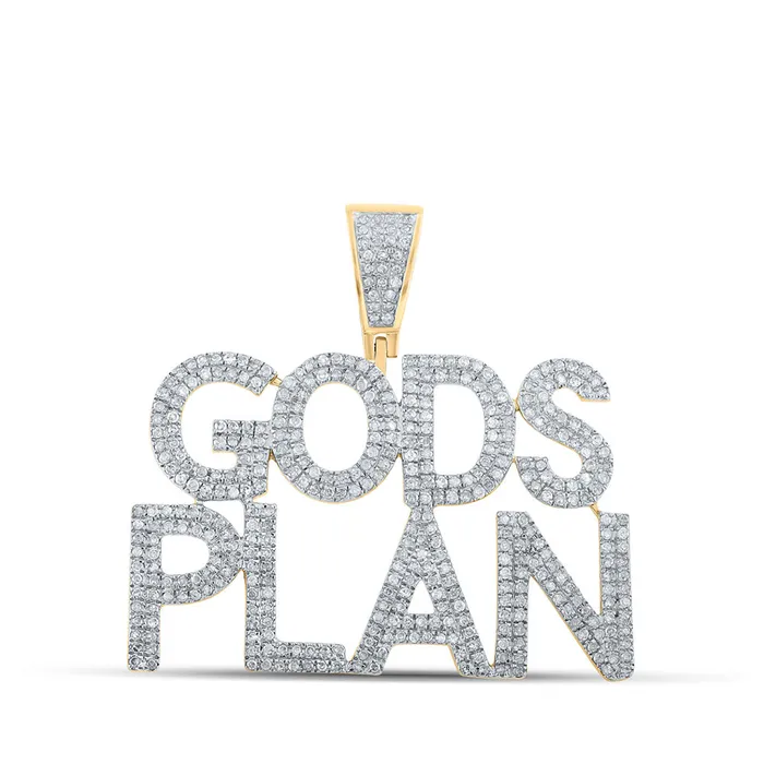 Necklaces GND Gold Gods Plan Phrase Charm Pendant 1 Cttw Round Natural Diamond Mens 572 grams Necklaces GND Gold Gods Plan Phrase Charm Pendant 1 Cttw Round Natural Diamond Mens 572 grams