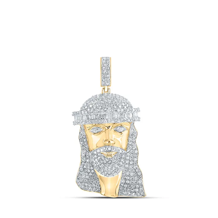 Necklaces GND Gold Jesus Face Charm Pendant 2 Cttw Round Natural Diamond Mens 654 grams Necklaces GND Gold Jesus Face Charm Pendant 2 Cttw Round Natural Diamond Mens 654 grams