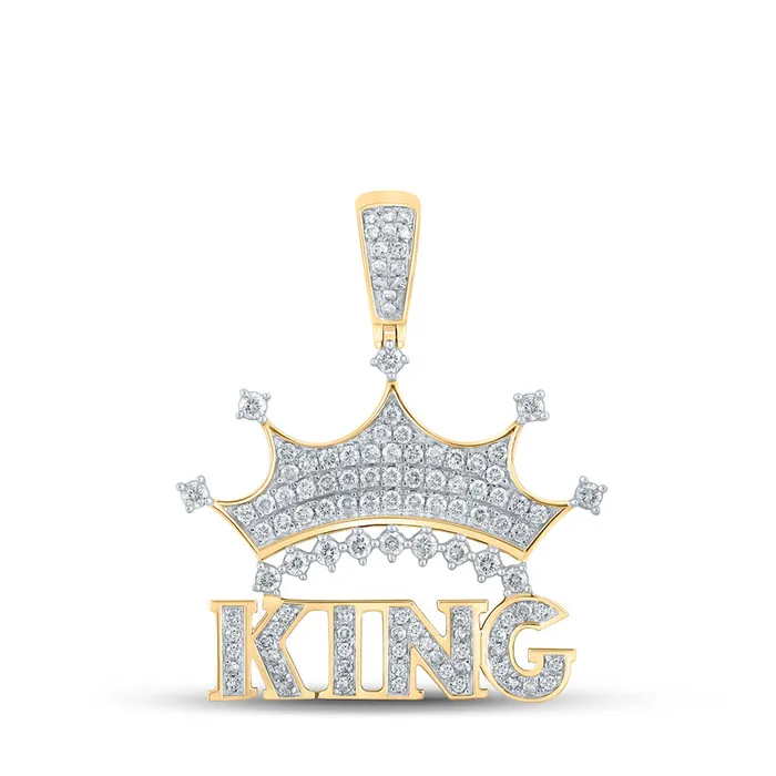 Necklaces GND Gold King Crown Phrase Charm Pendant 78 Cttw Round Natural Diamond Mens 364 grams Necklaces GND Gold King Crown Phrase Charm Pendant 78 Cttw Round Natural Diamond Mens 364 grams
