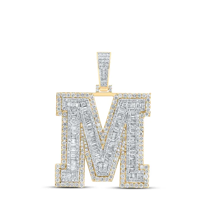 Necklaces GND Gold M Initial Letter Charm Pendant 438 Cttw Baguette Natural Diamond Mens 1895 grams Necklaces GND Gold M Initial Letter Charm Pendant 438 Cttw Baguette Natural Diamond Mens 1895 grams