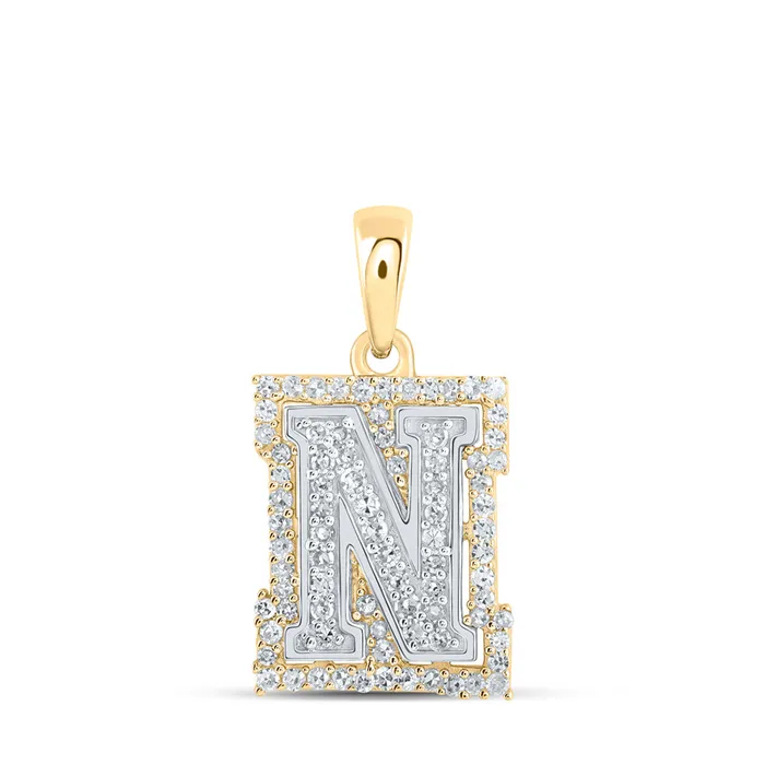 Necklaces GND Gold N Initial Letter Pendant 14 Cttw Round Natural Diamond Womens 109 grams