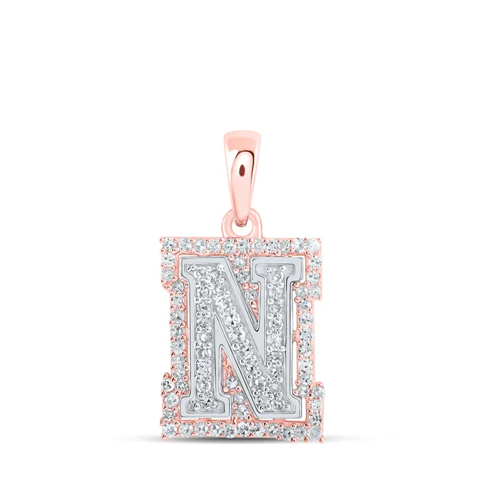 Necklaces GND Gold N Initial Letter Pendant 14 Cttw Round Natural Diamond Womens 109 grams
