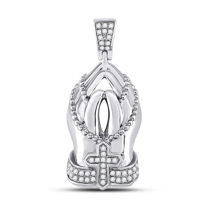 Necklaces GND Gold Praying Hands Rosary Charm Pendant 14 Cttw Round Natural Diamond Mens 405 grams Necklaces GND Gold Praying Hands Rosary Charm Pendant 14 Cttw Round Natural Diamond Mens 405 grams