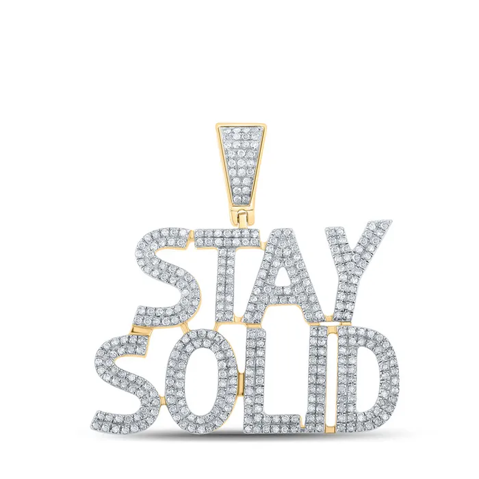 Necklaces GND Gold Stay Solid Phrase Charm Pendant 1 Cttw Round Natural Diamond Mens 49 grams Necklaces GND Gold Stay Solid Phrase Charm Pendant 1 Cttw Round Natural Diamond Mens 49 grams