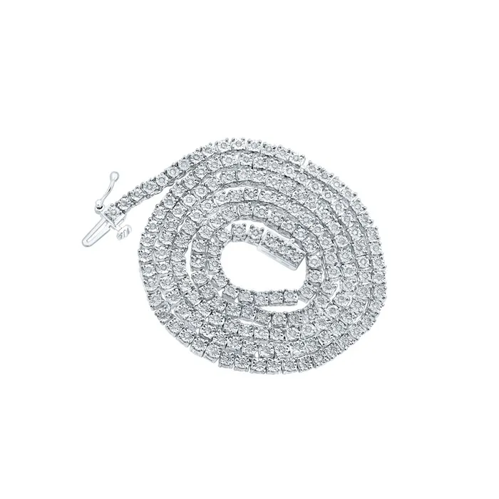 Necklaces GND Silver 18inch Solitaire Link Tennis Necklace 115 Cttw Natural Diamond Mens 1675 grams Necklaces GND Silver 18inch Solitaire Link Tennis Necklace 115 Cttw Natural Diamond Mens 1675 grams