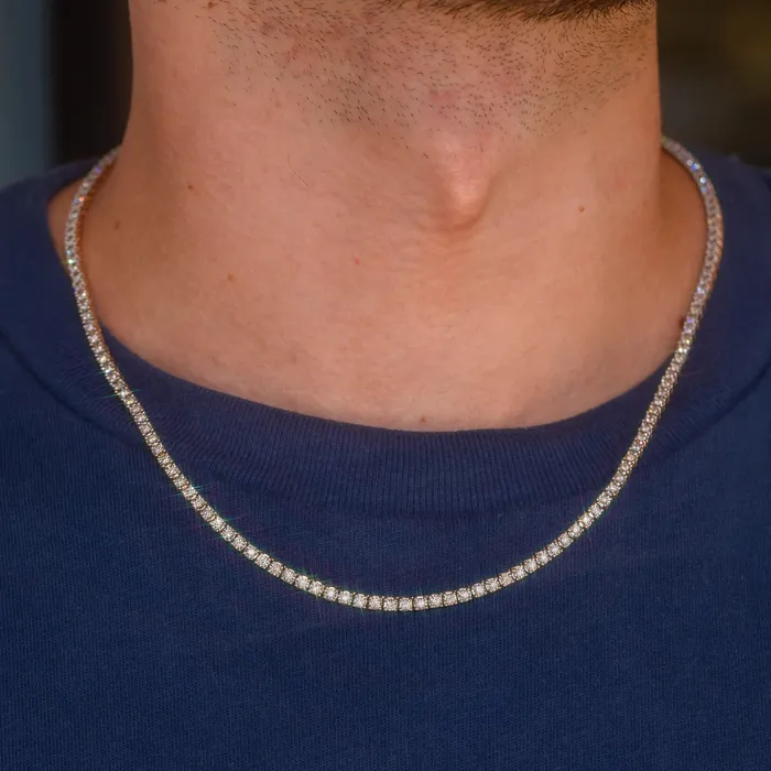 Necklaces GND Silver 18inch Solitaire Link Tennis Necklace 115 Cttw Natural Diamond Mens 1675 grams