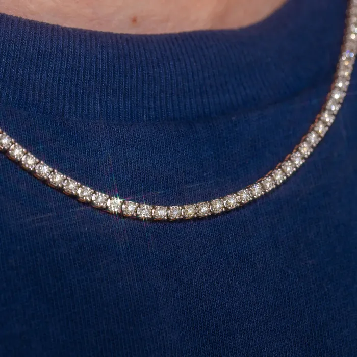 Necklaces GND Silver 18inch Solitaire Link Tennis Necklace 115 Cttw Natural Diamond Mens 1675 grams