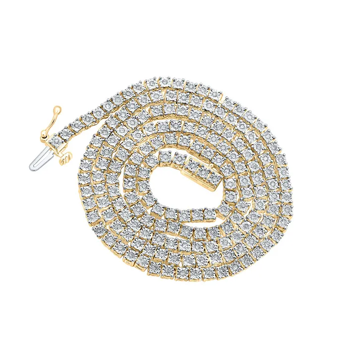 Necklaces GND Silver 18inch Solitaire Link Tennis Necklace 115 Cttw Natural Diamond Mens 1675 grams