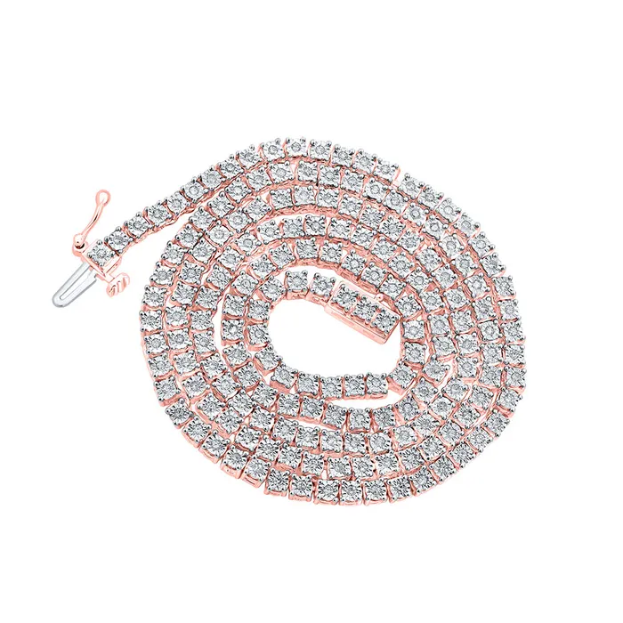 Necklaces GND Silver 18inch Solitaire Link Tennis Necklace 115 Cttw Natural Diamond Mens 1675 grams