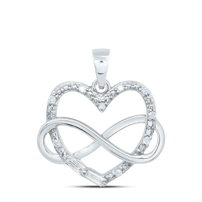 Necklaces GND Sterling Silver 110CtwDia P1 Gift Infinity Heart Pendant