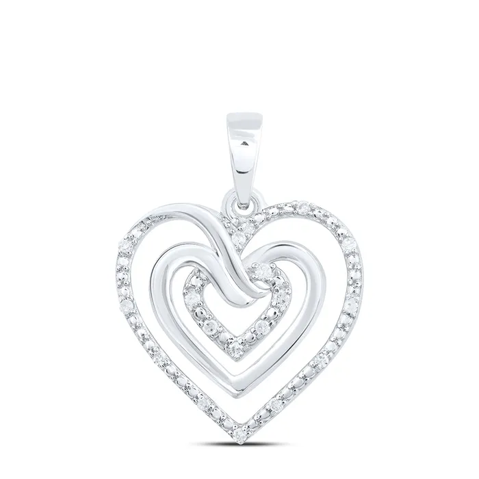 Necklaces GND Sterling Silver 120CtwDia P1 Gift Heart Pendant
