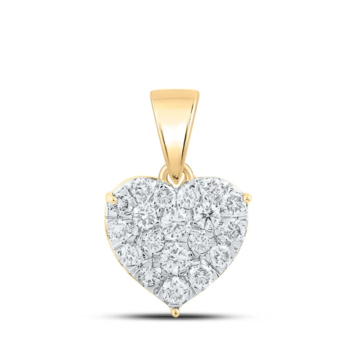 Necklaces Gold Heart Pendant 78 Cttw Round Natural Diamond Womens 149 grams GND