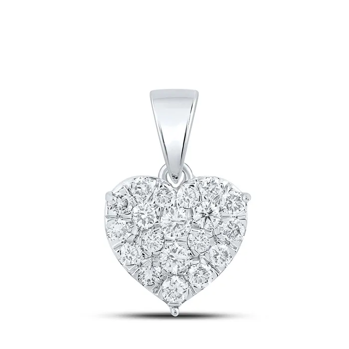 Necklaces Gold Heart Pendant 78 Cttw Round Natural Diamond Womens 149 grams GND