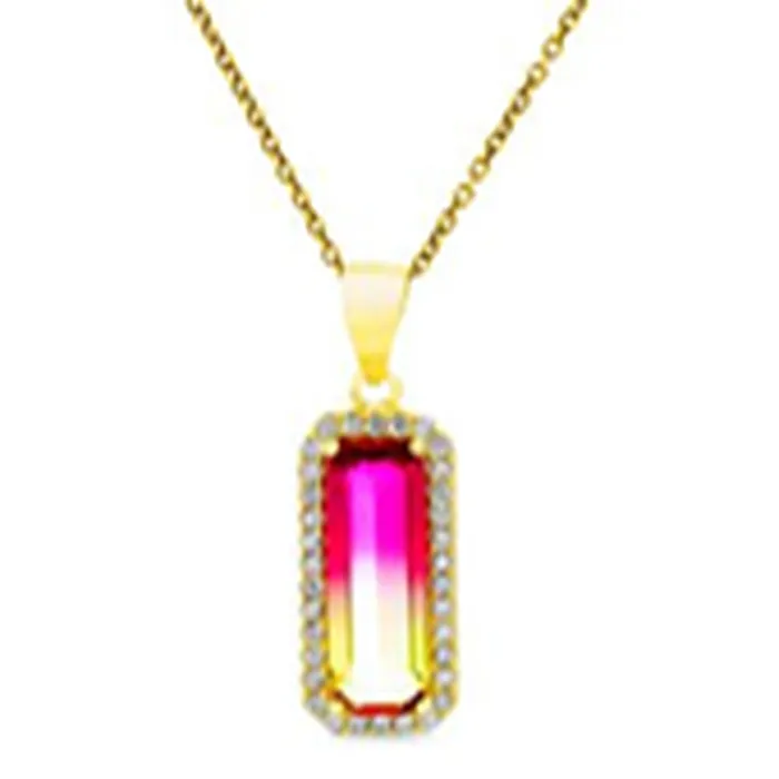 Necklaces Gold Ombre Pink To Green CZ Bar Necklace Noblepack CA